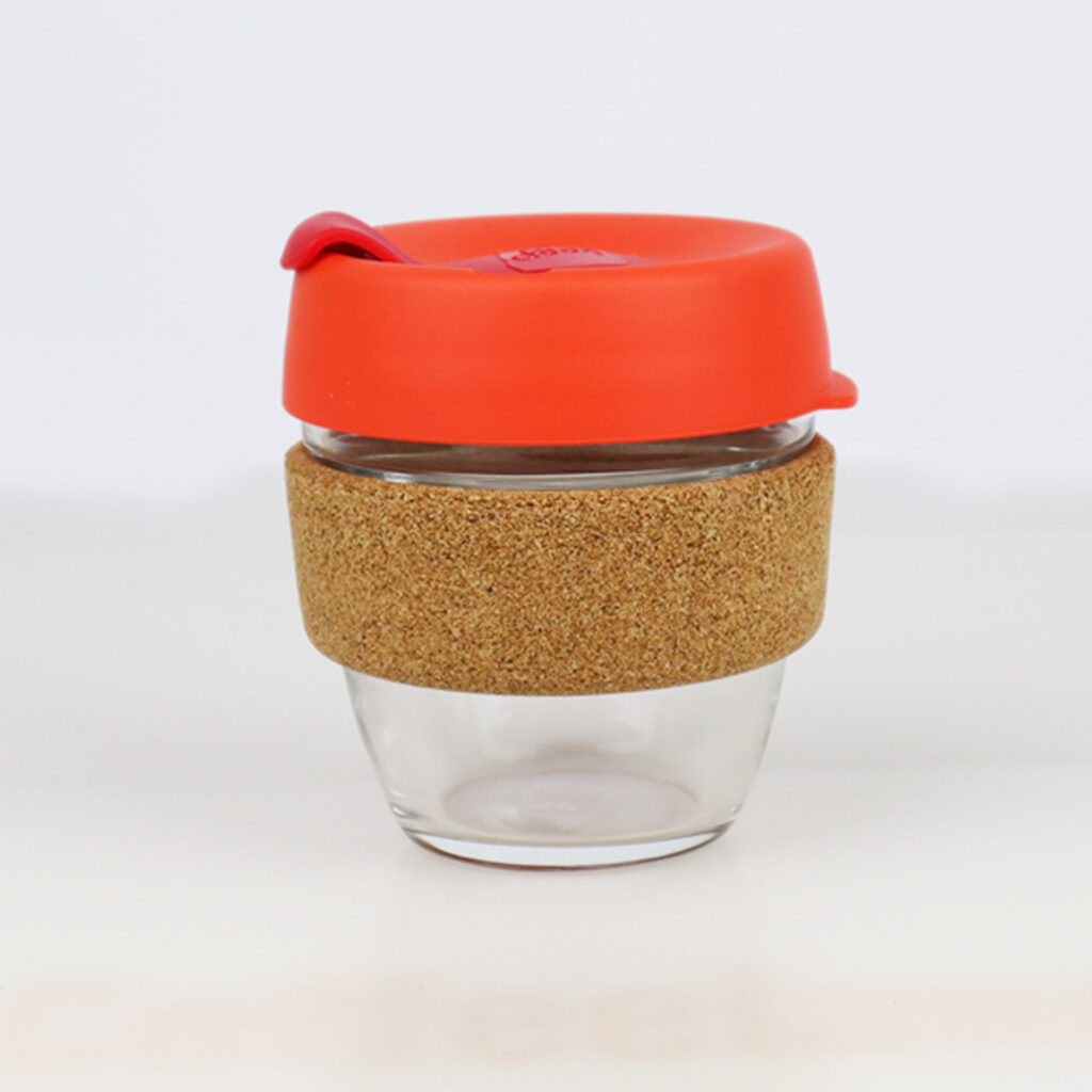 KeepCup Brew Cork sklo S fialová-oranžova