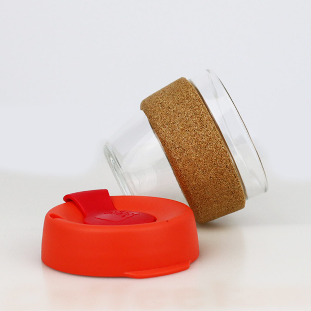 KeepCup Brew Cork sklo S fialová-oranžova